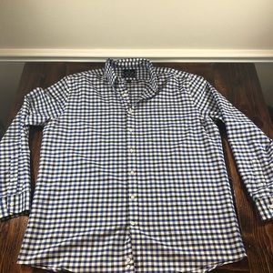 Stafford blue/white dress button shirt 17 1/2